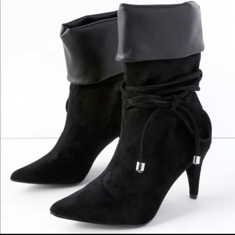Lulus Morgana 8 Black Suede Mid-Calf Boots